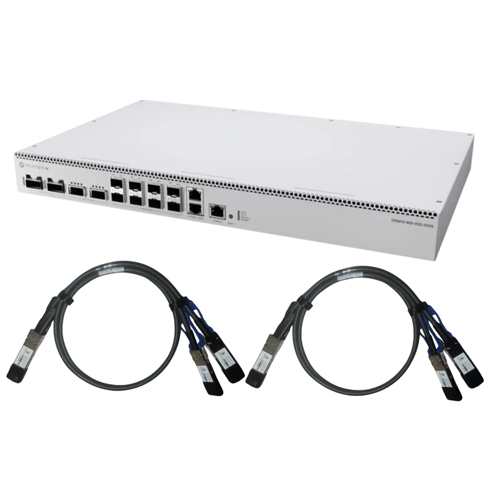 AI Cluster Starter Bundle – MikroTik CRS812 + 2× 400G QSFP-DD to Dual 200G QSFP56 Breakout Cables