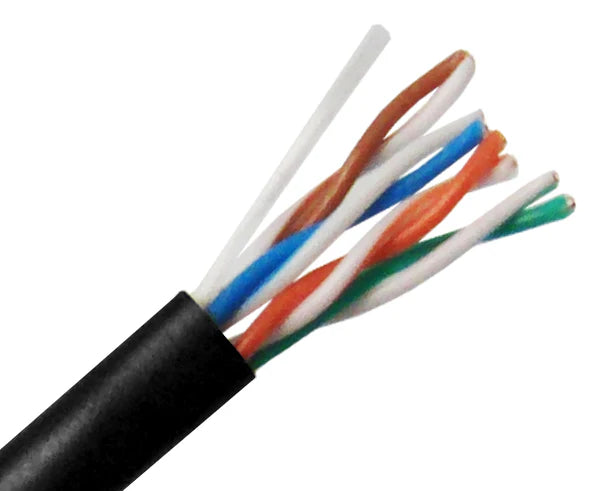 Primus Cable CAT5E Outdoor Bulk Ethernet Cable, Solid Copper, UL Listed UTP CMX, 24 AWG (1000FT) - Spool, Black