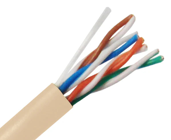Primus Cable CAT5E Outdoor Bulk Ethernet Cable, Solid Copper, UL Listed UTP CMX, 24 AWG (1000FT) - Pull Box, Beige/Yellow