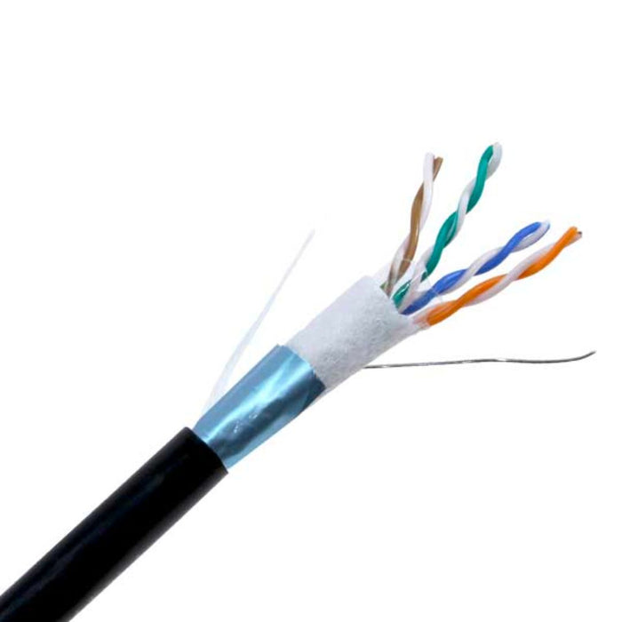 Primus Cable CAT5E Outdoor Bulk Ethernet Cable, Direct Burial Shielded Solid Copper, Dry Gel Tape, 24 AWG (1000FT) - Spool