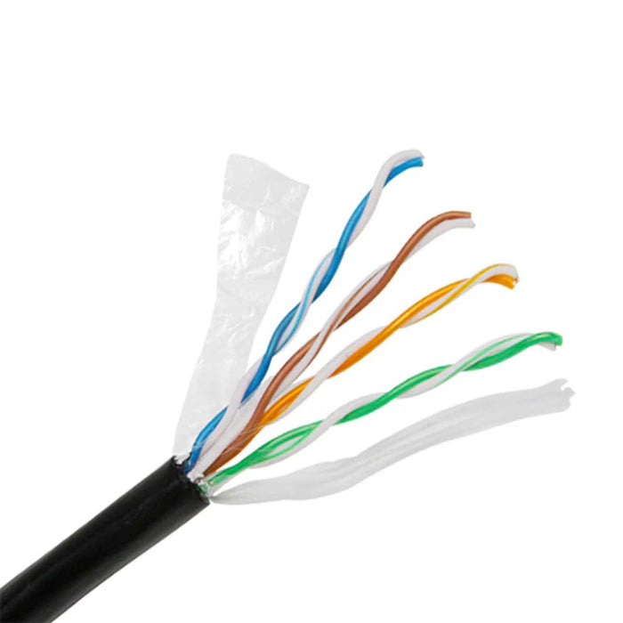 Primus Cable CAT5E Outdoor Bulk Ethernet Cable, Direct Burial Solid Copper UTP CMX, 24 AWG (1000FT) - Pull Box, Black