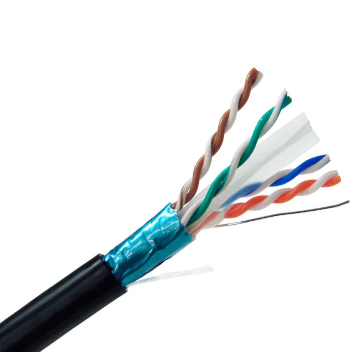 Primus Cable CAT6A Outdoor Bulk Ethernet Cable, Direct Burial Shielded Solid Copper, 23 AWG (1000FT) - Spool, Black