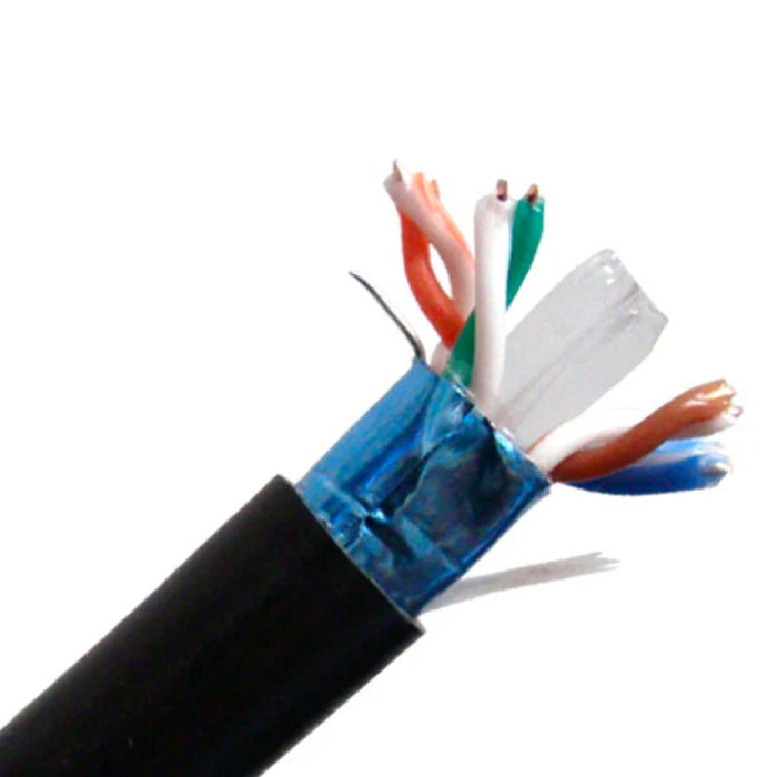 Primus Cable CAT6 Outdoor Bulk Ethernet Cable, Direct Burial Shielded Solid Copper, 23 AWG (1000FT) - Spool, Black