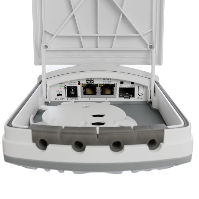 MikroTik FTC21-ups internal ports showing 2.5G SFP and Gigabit Ethernet connections