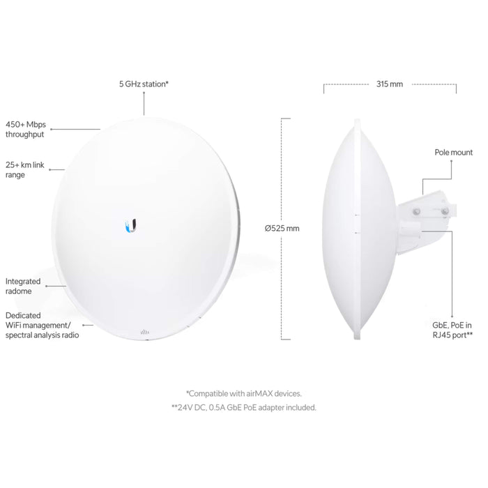 Ubiquiti airMAX PowerBeam 5AC 500 Bridge (US) [PBE-5AC-500-US]