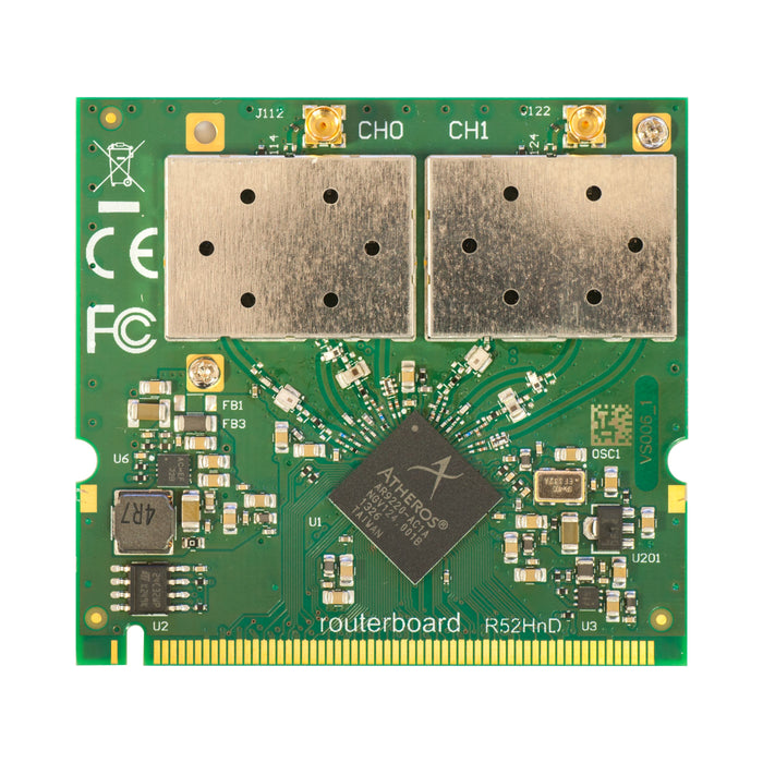 MikroTik 802.11a/b/g/n 400mW miniPCI card (with MMCX connectors) [R52HnD]