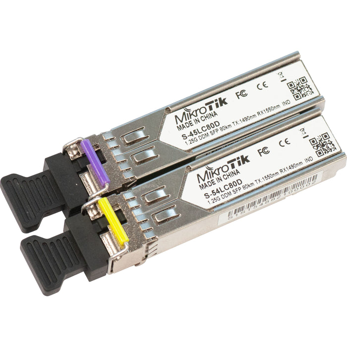 MikroTik Pair of SFP 1.25G 80km with Single LC-connectors [S-4554LC80D]