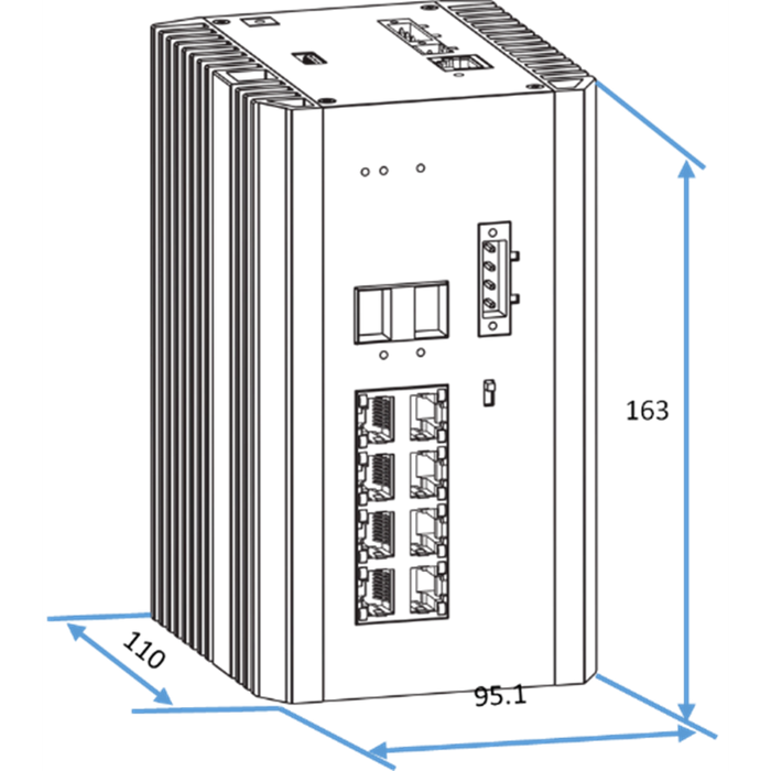 Tycon Systems 10 Port 8x 802.3at/bt PoE Managed GigE Industrial PoE Network Switch [TP-SW8GBT/AT/PSV-U]