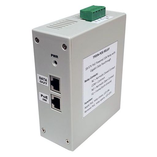 Tycon Systems TPDIN 18-57V PoE Powered Relay with Gigabit Data Passthrough