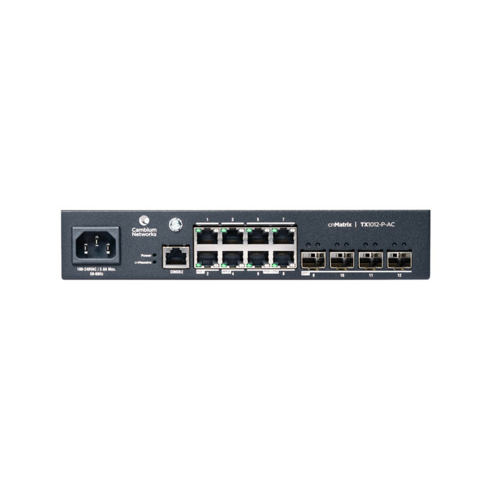 Cambium cnMatrix TX1012-P-AC, AC Powered Intelligent Ethernet PoE Switch, US Only