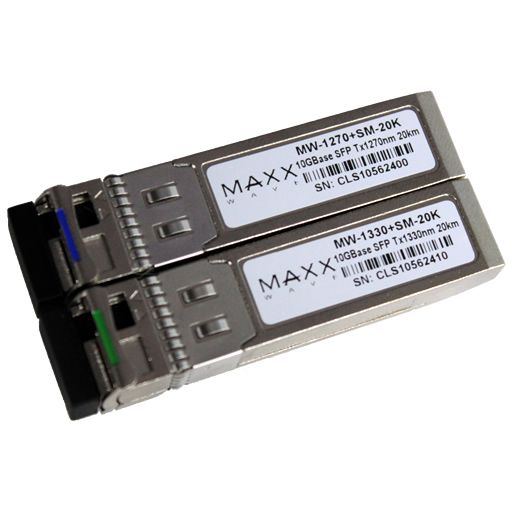 Maxxwave Single-Mode BIDI SFP+ Fiber Module 1330nm/1270nm 20km